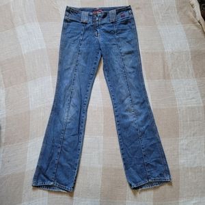 y2k McBling Skater Girly Femi Moto Boho Emo Denim Low Rise Flare Jeans